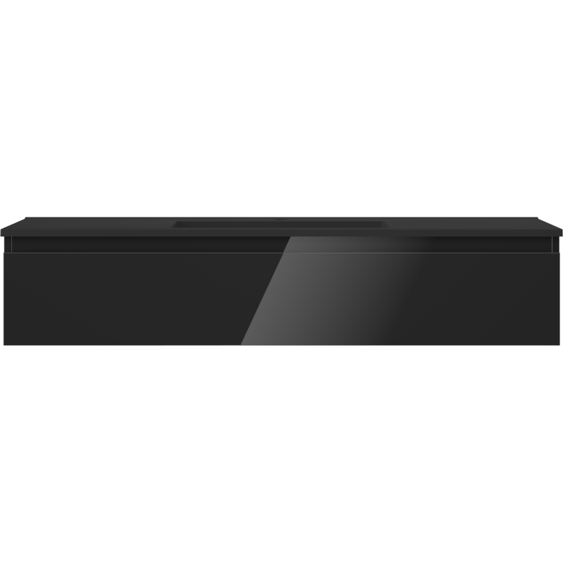 Mexen Orio Badezimmerschrank 120 cm mit Waschbecken Otis, 1 Schublade, Schwarz Glanz/Schwarz Matt - 91A10-12023-1-BF70-W18M71