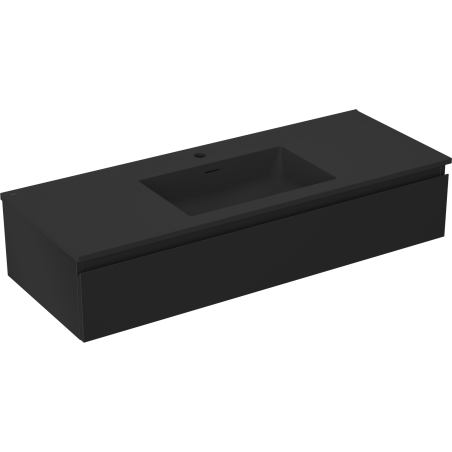 Mexen Orio Badezimmer-Unterschrank 120 cm mit Waschbecken Otis, 1 Schublade, schwarz matt - 91A10-12023-1-BF71-W18M71