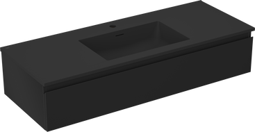 Mexen Orio Badezimmer-Unterschrank 120 cm mit Waschbecken Otis, 1 Schublade, schwarz matt - 91A10-12023-1-BF71-W18M71