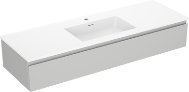 Mexen Orio Badezimmerschrank 140 cm mit Waschbecken Otis, 1 Schublade, grau matt/weiß matt - 91A10-14023-1-BF62-W18M01