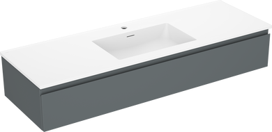 Mexen Orio Badezimmer-Unterschrank 140 cm mit Waschbecken Otis, 1 Schublade, grafit matt/weiß matt - 91A10-14023-1-BF66-W18M01