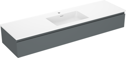 Mexen Orio Badezimmerschrank 160 cm mit Waschbecken Otis, 1 Schublade, Graphit matt/Weiß matt - 91A10-16023-1-BF66-W18M01