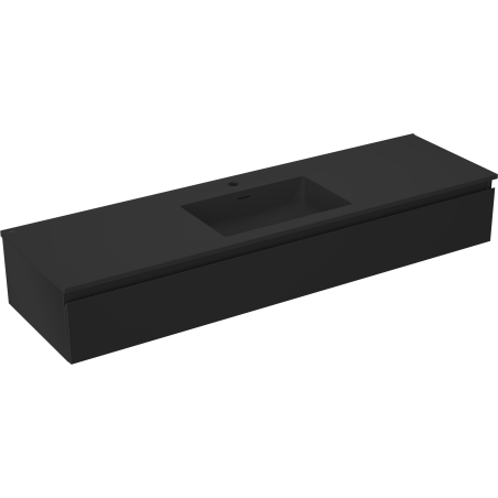 Mexen Orio Badezimmerschrank 160 cm mit Waschbecken Otis, 1 Schublade, Schwarz Matt - 91A10-16023-1-BF71-W18M71