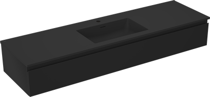 Mexen Orio Badezimmerschrank 160 cm mit Waschbecken Otis, 1 Schublade, Schwarz Matt - 91A10-16023-1-BF71-W18M71