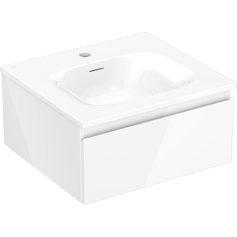 Mexen Orio Badezimmerschrank 50 cm mit Vela Waschbecken, 1 Schublade, weiß glänzend - 91A10-05023-1-BF00-W23M00