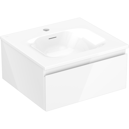 Mexen Orio Badezimmerschrank 50 cm mit Vela Waschbecken, 1 Schublade, weiß glänzend - 91A10-05023-1-BF00-W23M00
