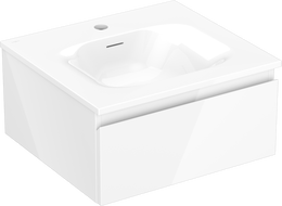 Mexen Orio Badezimmerschrank 50 cm mit Vela Waschbecken, 1 Schublade, weiß glänzend - 91A10-05023-1-BF00-W23M00