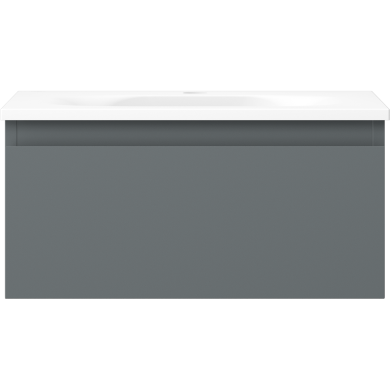 Mexen Orio Badezimmerschrank 50 cm mit Waschbecken Vela, 1 Schublade, Grafit matt/Weiß matt - 91A10-05023-1-BF66-W23M01