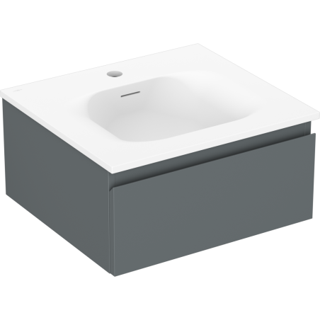 Mexen Orio Badezimmerschrank 50 cm mit Waschbecken Vela, 1 Schublade, Grafit matt/Weiß matt - 91A10-05023-1-BF66-W23M01