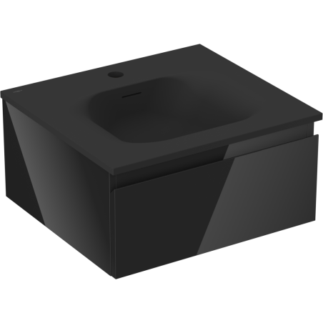 Mexen Orio Badezimmerschrank 50 cm mit Waschbecken Vela, 1 Schublade, Schwarz Glanz/Schwarz Matt - 91A10-05023-1-BF70-W23M71