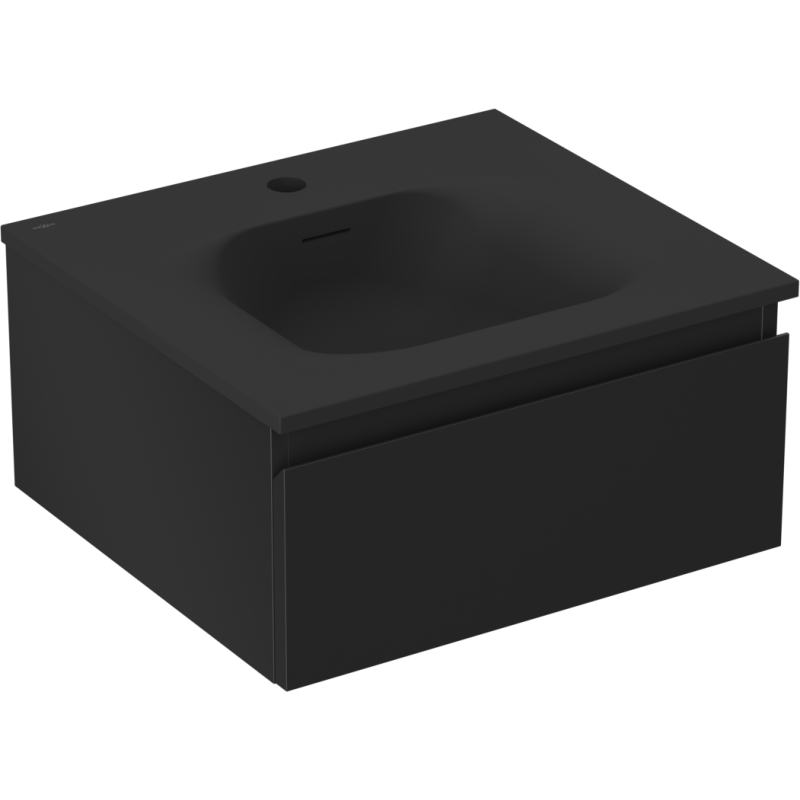 Mexen Orio Badezimmerschrank 50 cm mit Waschbecken Vela, 1 Schublade, schwarz matt - 91A10-05023-1-BF71-W23M71