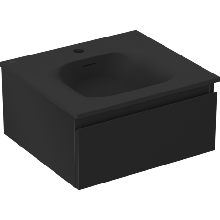 Mexen Orio Badezimmerschrank 50 cm mit Waschbecken Vela, 1 Schublade, schwarz matt - 91A10-05023-1-BF71-W23M71