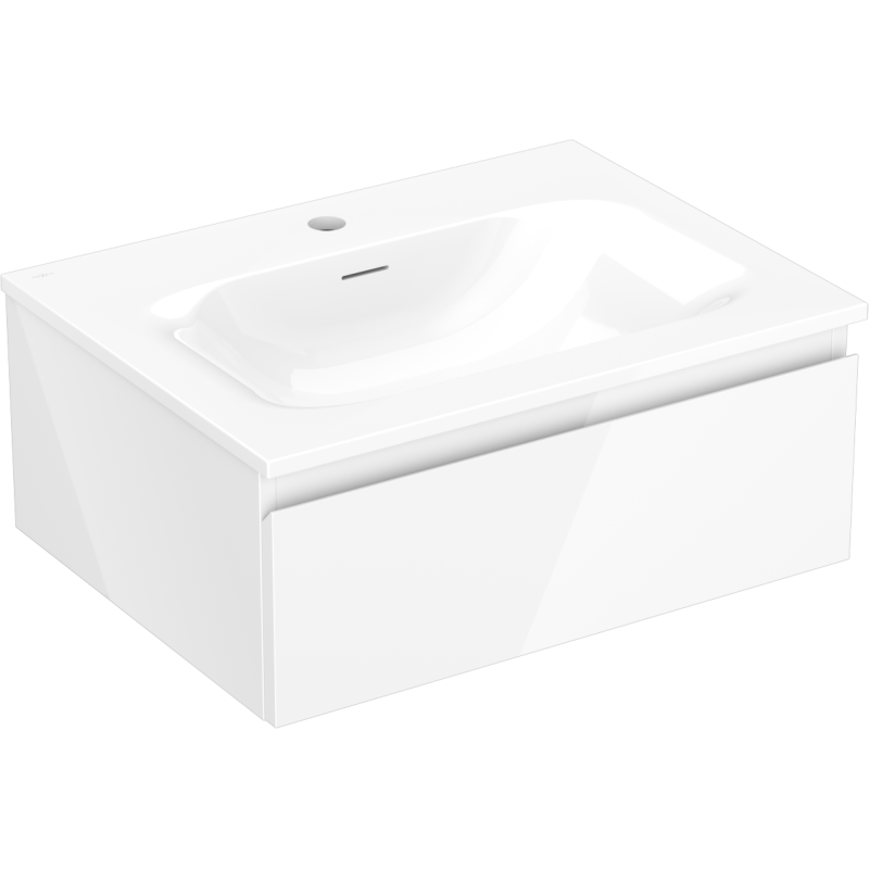 Mexen Orio Badezimmerschrank 60 cm mit Waschbecken Vela, 1 Schublade, weiß glänzend - 91A10-06023-1-BF00-W23M00