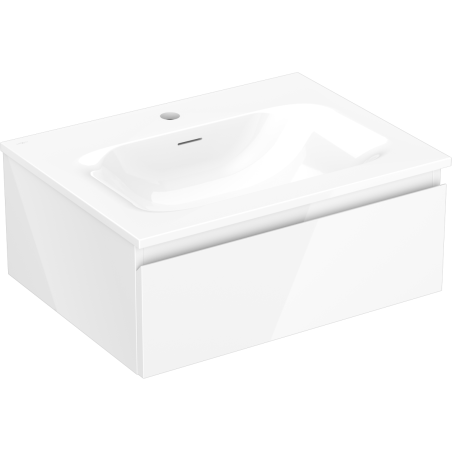 Mexen Orio Badezimmerschrank 60 cm mit Waschbecken Vela, 1 Schublade, weiß glänzend - 91A10-06023-1-BF00-W23M00