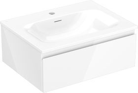 Mexen Orio Badezimmerschrank 60 cm mit Waschbecken Vela, 1 Schublade, weiß glänzend - 91A10-06023-1-BF00-W23M00