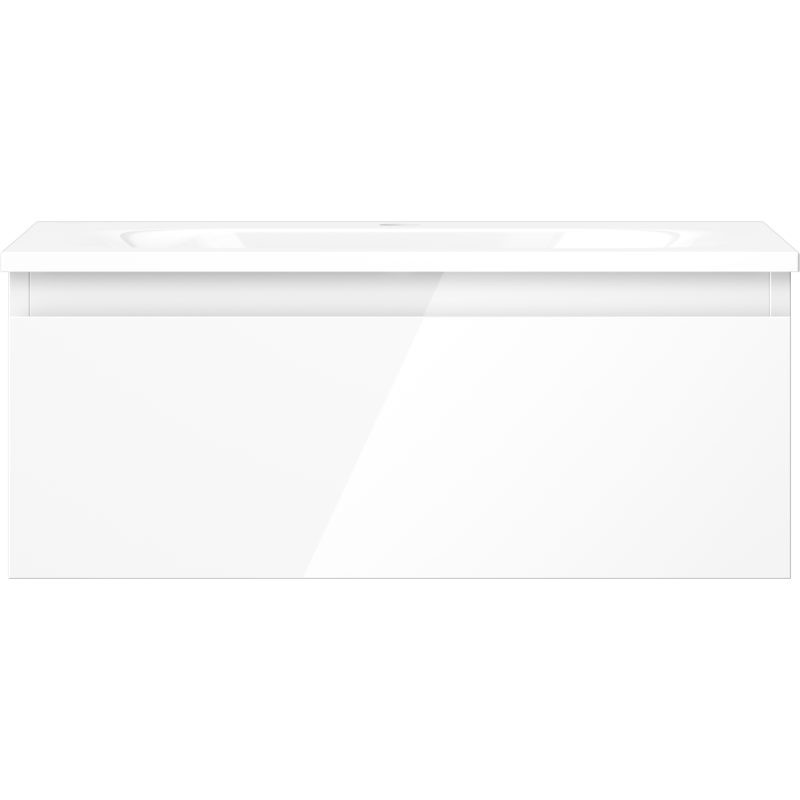 Mexen Orio Badezimmerschrank 60 cm mit Waschbecken Vela, 1 Schublade, weiß glänzend - 91A10-06023-1-BF00-W23M00