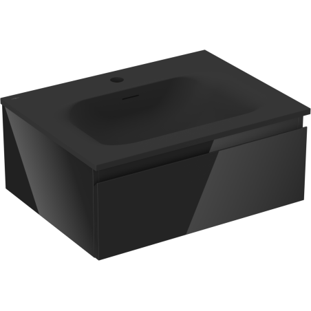 Mexen Orio Badezimmerschrank 60 cm mit Waschbecken Vela, 1 Schublade, schwarz glänzend/schwarz matt - 91A10-06023-1-BF70-W23M71