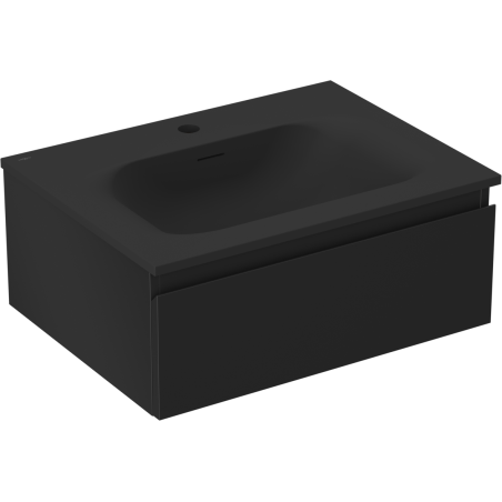 Mexen Orio 60 cm Badezimmerschrank mit Waschbecken Vela, 1 Schublade, Schwarz Matt - 91A10-06023-1-BF71-W23M71