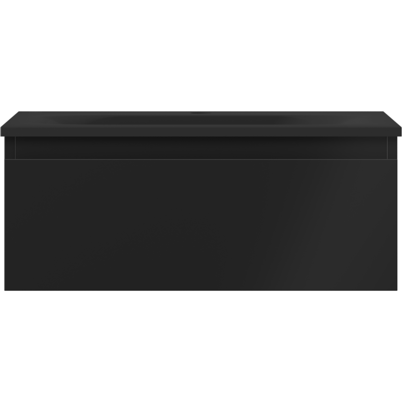 Mexen Orio 60 cm Badezimmerschrank mit Waschbecken Vela, 1 Schublade, Schwarz Matt - 91A10-06023-1-BF71-W23M71