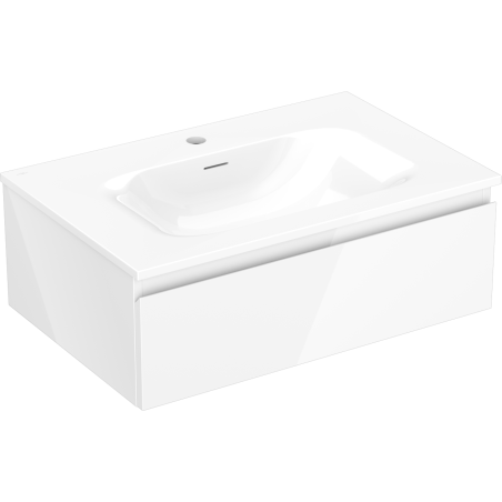 Mexen Orio Badezimmerschrank 70 cm mit Waschbecken Vela, 1 Schublade, Weiß Hochglanz - 91A10-07023-1-BF00-W23M00