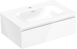 Mexen Orio Badezimmerschrank 70 cm mit Waschbecken Vela, 1 Schublade, Weiß Hochglanz - 91A10-07023-1-BF00-W23M00