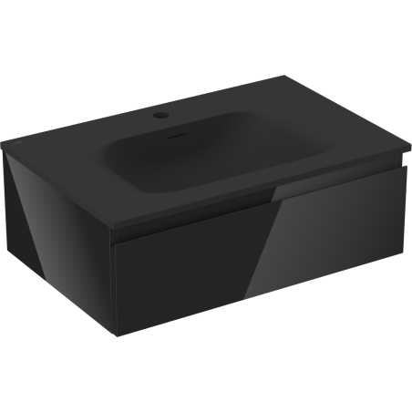 Mexen Orio Badschrank 70 cm mit Waschbecken Vela, 1 Schublade, schwarz glänzend/schwarz matt - 91A10-07023-1-BF70-W23M71