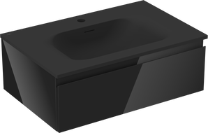 Mexen Orio Badschrank 70 cm mit Waschbecken Vela, 1 Schublade, schwarz glänzend/schwarz matt - 91A10-07023-1-BF70-W23M71