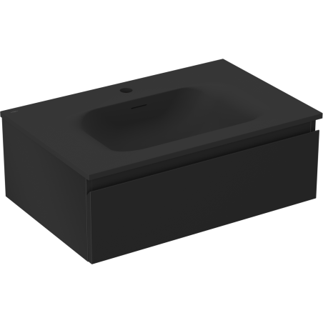 Mexen Orio Badezimmerschrank 70 cm mit Waschbecken Vela, 1 Schublade, schwarz matt - 91A10-07023-1-BF71-W23M71