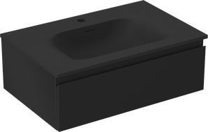 Mexen Orio Badezimmerschrank 70 cm mit Waschbecken Vela, 1 Schublade, schwarz matt - 91A10-07023-1-BF71-W23M71