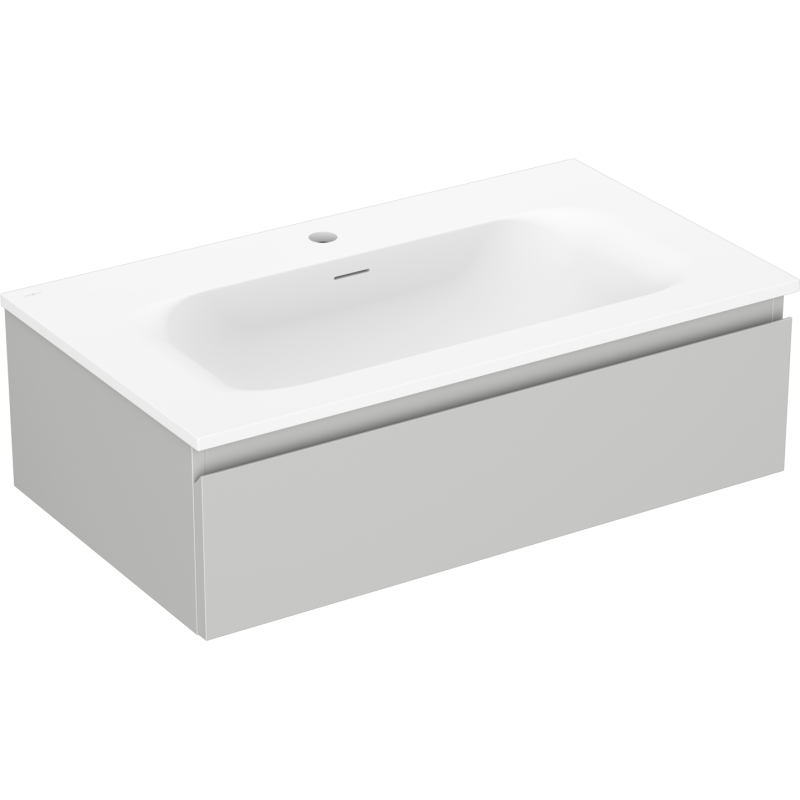 Mexen Orio Badezimmerschrank 80 cm mit Waschbecken Vela, 1 Schublade, grau matt/weiß matt - 91A10-08023-1-BF62-W23M01