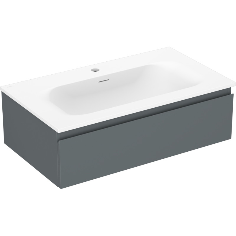 Mexen Orio Badezimmerschrank 80 cm mit Waschbecken Vela, 1 Schublade, Graphit matt/weiß matt - 91A10-08023-1-BF66-W23M01