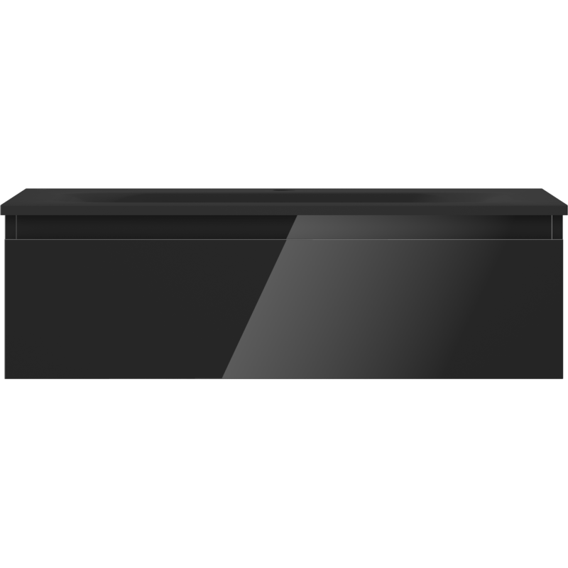 Mexen Orio Badezimmerschrank 80 cm mit Waschbecken Vela, 1 Schublade, Schwarz glänzend/Schwarz matt - 91A10-08023-1-BF70-W23M71