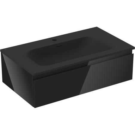 Mexen Orio Badezimmerschrank 80 cm mit Waschbecken Vela, 1 Schublade, Schwarz glänzend/Schwarz matt - 91A10-08023-1-BF70-W23M71