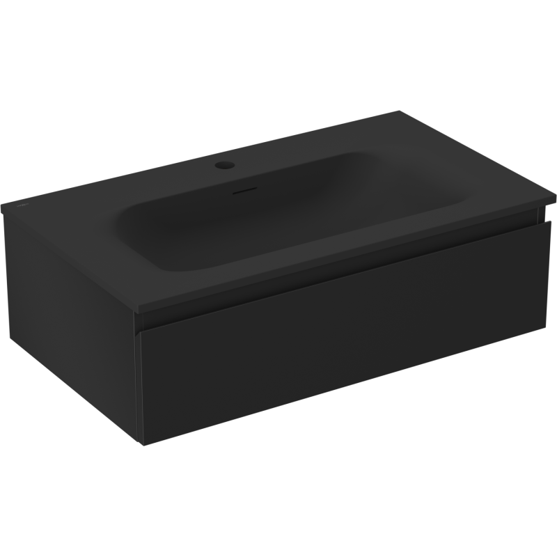 Mexen Orio Badezimmerschrank 80 cm mit Waschbecken Vela, 1 Schublade, schwarz matt - 91A10-08023-1-BF71-W23M71