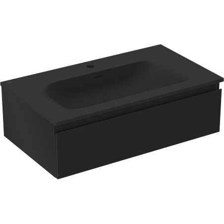 Mexen Orio Badezimmerschrank 80 cm mit Waschbecken Vela, 1 Schublade, schwarz matt - 91A10-08023-1-BF71-W23M71