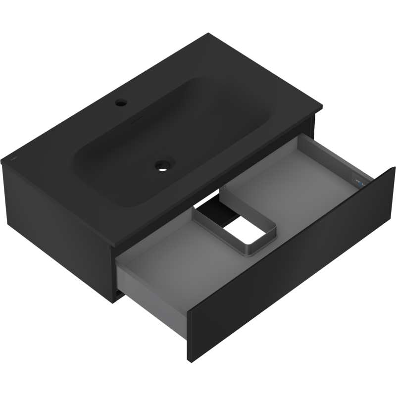 Mexen Orio Badezimmerschrank 80 cm mit Waschbecken Vela, 1 Schublade, schwarz matt - 91A10-08023-1-BF71-W23M71