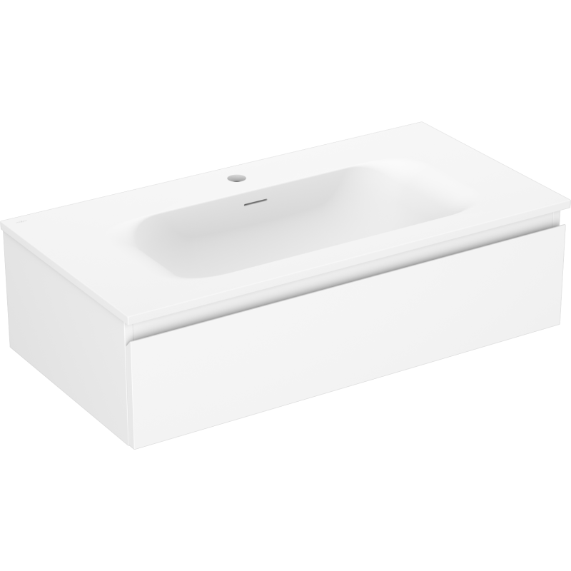 Mexen Orio Badezimmerschrank 90 cm mit Waschbecken Vela, 1 Schublade, weiß matt - 91A10-09023-1-BF01-W23M01