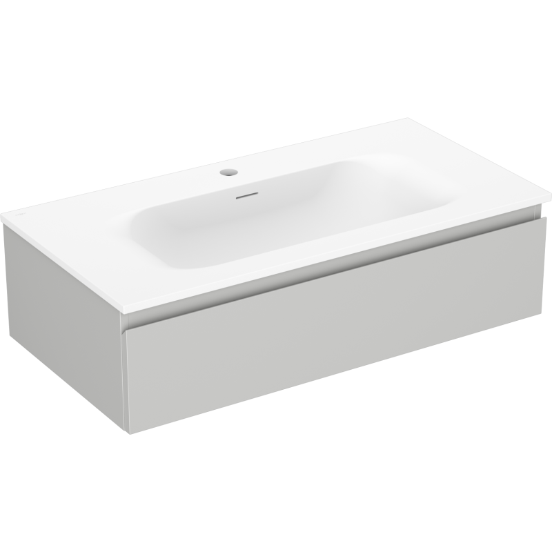 Mexen Orio Badezimmerschrank 90 cm mit Waschbecken Vela, 1 Schublade, grau matt/weiß matt - 91A10-09023-1-BF62-W23M01