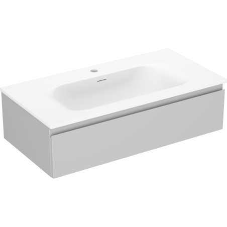 Mexen Orio Badezimmerschrank 90 cm mit Waschbecken Vela, 1 Schublade, grau matt/weiß matt - 91A10-09023-1-BF62-W23M01