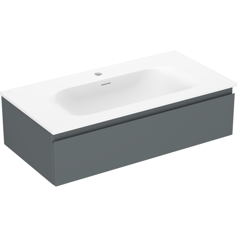 Mexen Orio Badezimmerschrank 90 cm mit Waschbecken Vela, 1 Schublade, Grafit matt/Weiß matt - 91A10-09023-1-BF66-W23M01