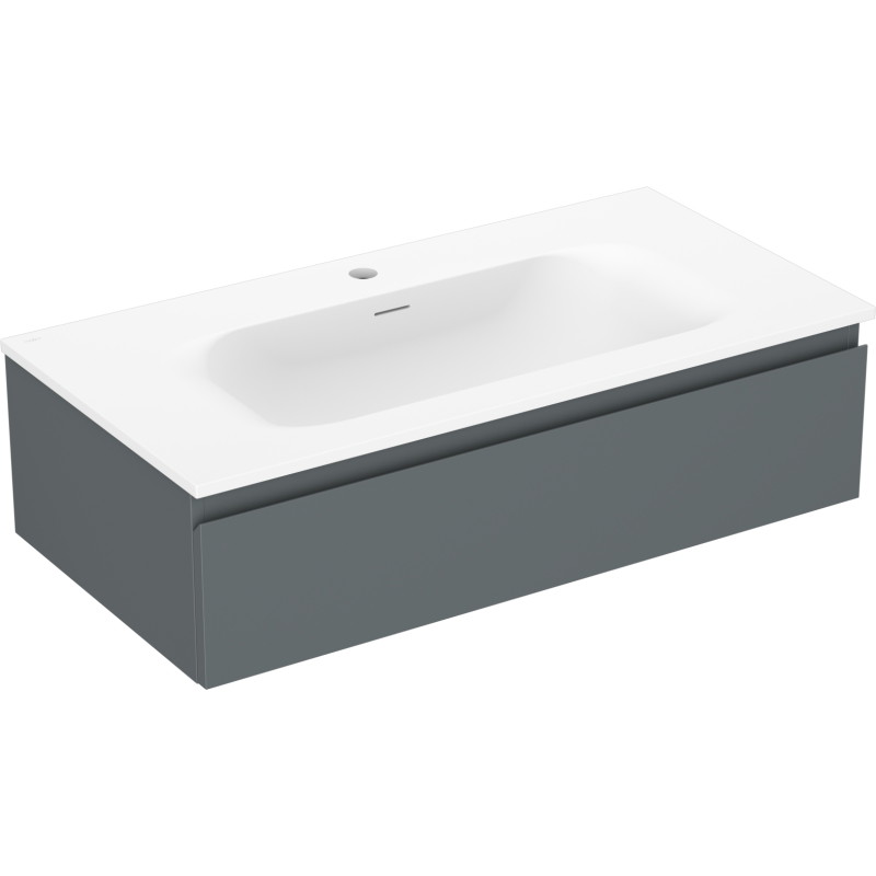 Mexen Orio Badezimmerschrank 90 cm mit Waschbecken Vela, 1 Schublade, Graphit matt/Weiß matt - 91A10-09023-1-BF66-W23M01