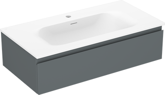 Mexen Orio Badezimmerschrank 90 cm mit Waschbecken Vela, 1 Schublade, Grafit matt/Weiß matt - 91A10-09023-1-BF66-W23M01