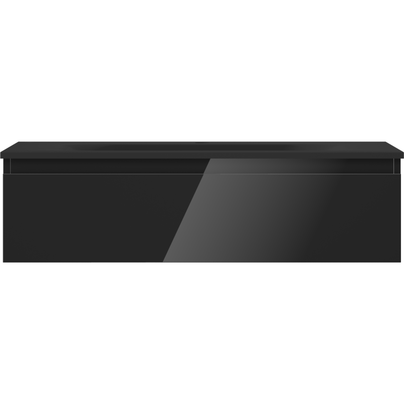 Mexen Orio Badezimmerschrank 90 cm mit Waschbecken Vela, 1 Schublade, schwarz glänzend/schwarz matt - 91A10-09023-1-BF70-W23M71