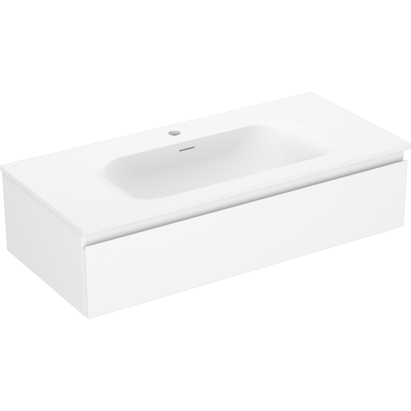 Mexen Orio Badezimmerschrank 100 cm mit Waschbecken Vela, 1 Schublade, weiß matt - 91A10-10023-1-BF01-W23M01
