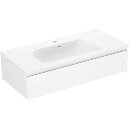 Mexen Orio Badezimmerschrank 100 cm mit Waschbecken Vela, 1 Schublade, weiß matt - 91A10-10023-1-BF01-W23M01