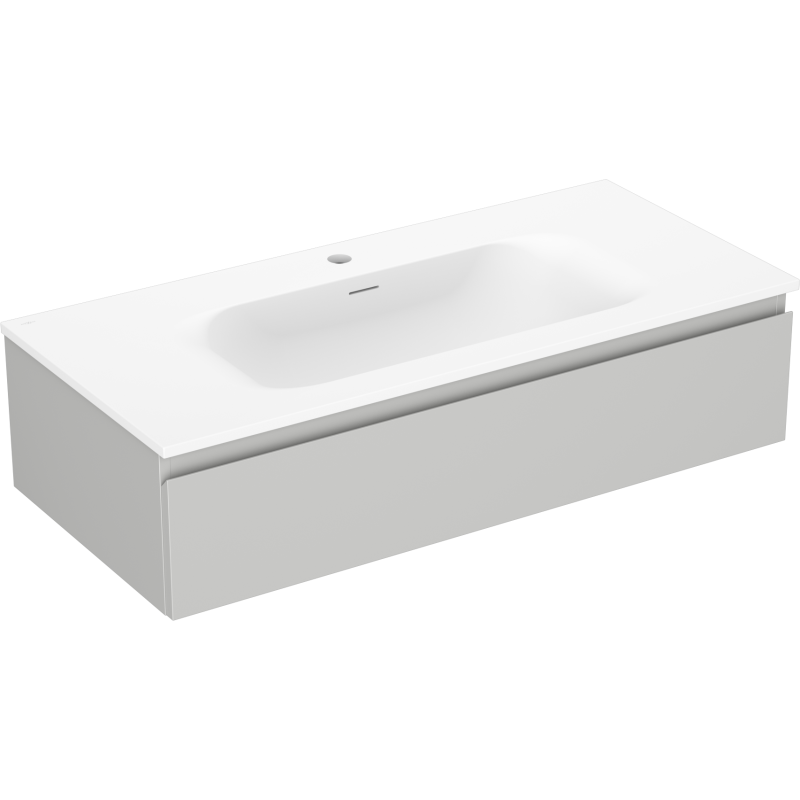 Mexen Orio Badezimmerschrank 100 cm mit Waschbecken Vela, 1 Schublade, grau matt/weiß matt - 91A10-10023-1-BF62-W23M01