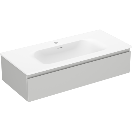 Mexen Orio Badezimmerschrank 100 cm mit Waschbecken Vela, 1 Schublade, grau matt/weiß matt - 91A10-10023-1-BF62-W23M01