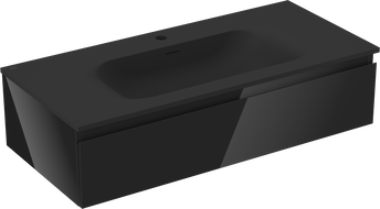 Mexen Orio 100 cm Badezimmermöbel mit Waschbecken Vela, 1 Schublade, Schwarz Glanz/Schwarz Matt - 91A10-10023-1-BF70-W23M71