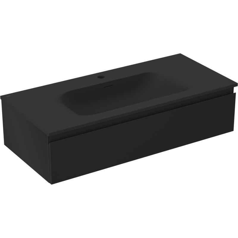 Mexen Orio Badezimmerschrank 100 cm mit Waschbecken Vela, 1 Schublade, schwarz matt - 91A10-10023-1-BF71-W23M71