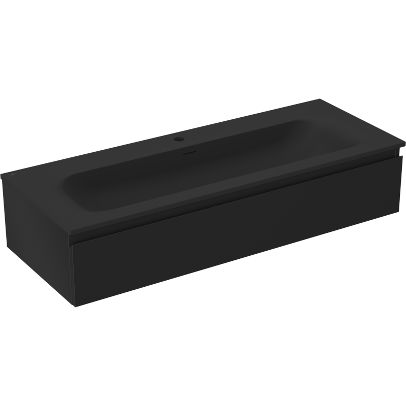 Mexen Orio Badezimmerschrank 120 cm mit Waschbecken Vela, 1 Schublade, Schwarz Matt - 91A10-12023-1-BF71-W23M71